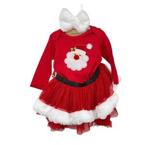 Santa Claus outfit 9 months baby Holiday 4 pc tulle skirt Christmas holiday